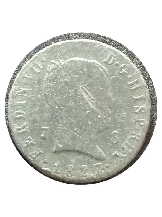 Moneda 8 maravedíes Fernando VII 1827 Ceca Jubia BC