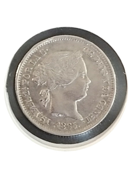 Moneda plata 10 céntimos de escudo Isabel II 1865 Ceca Sevilla MBC