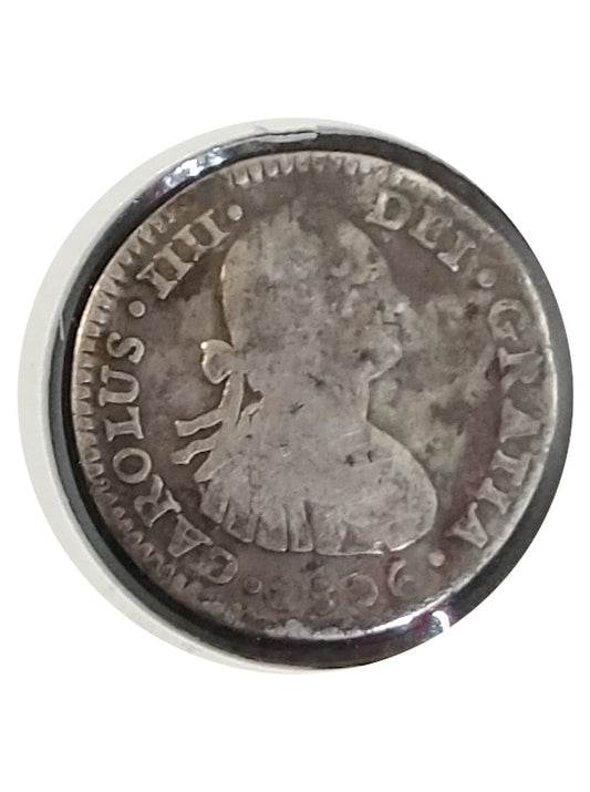 Moneda plata 1 real Carlos IV 1806 Ceca México BC