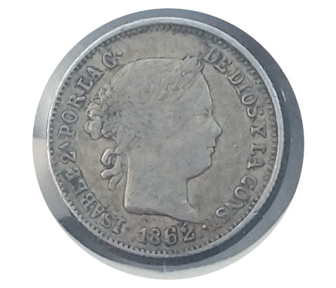 Moneda plata 1 real Isabel II 1862 Ceca Sevilla MBC