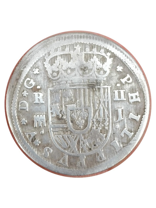 Moneda plata 2 reales Felipe V 1717 Ceca Segovia BC+