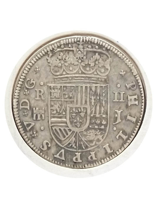 Moneda plata 2 reales Felipe V 1718 Ceca Segovia MBC