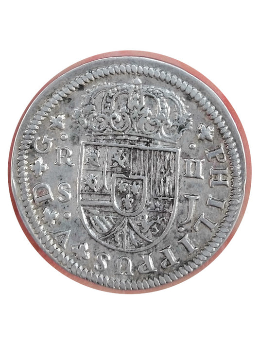 Moneda plata 2 reales Felipe V 1725 Ceca Sevilla MBC+