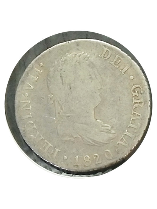 Moneda plata 2 reales Fernando VII 1820 Ceca Madrid BC