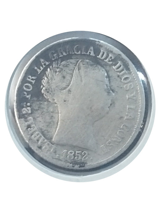 Moneda plata 2 reales Isabel II 1852 Ceca Madrid BC
