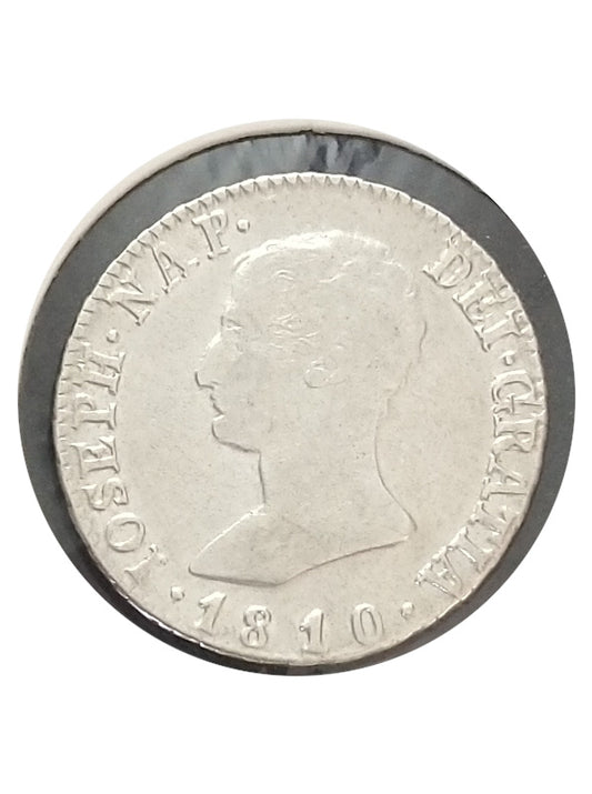 Moneda plata 2 reales Napoleón 1810 Ceca Madrid BC