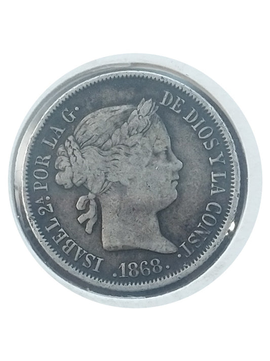 Moneda plata 40 céntimos de escudo Isabel II 1868 Ceca Madrid MBC