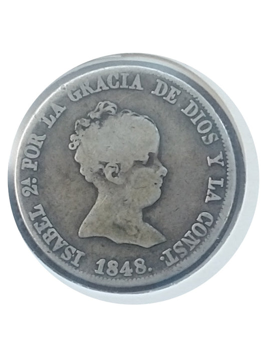 Moneda plata 4 reales Isabel II 1848 Ceca Madrid MBC
