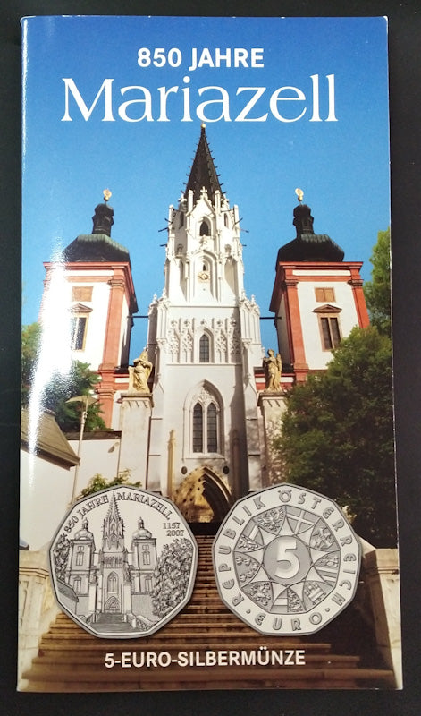 Moneda plata 5€ Austria "850 Jahre Mariazell" 2007