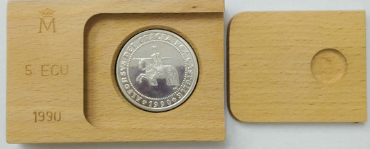 Moneda plata 5 ECU 1990 SC