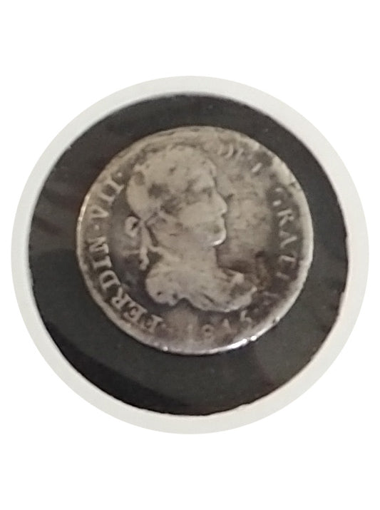 Moneda plata medio real Fernando VII 1815 Ceca Madrid BC+