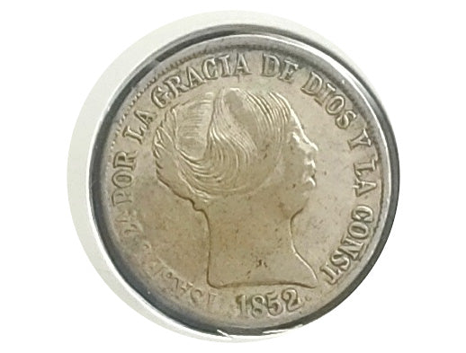 Moneda plata 4 reales Isabel II 1852 Ceca Barcelona BC