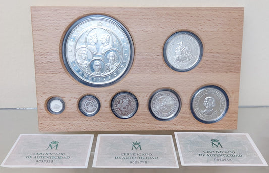 Monedas plata 7 valores 5º. Centenario 1991 3ª. Serie SC