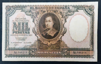 Billete 1000 pesetas 1940 Serie A EBC