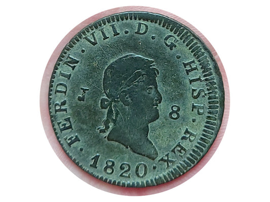 Moneda 8 Maravedies Fernando VII 1820 Ceca Jubia MBC