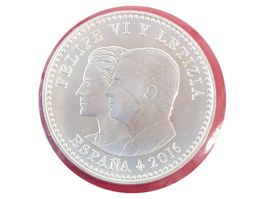 Moneda plata 30€ Felipe VI y Letizia IV Aniversario Cervantes 2016 SC