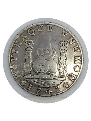 Moneda de plata 8 reales Felipe V 1743 Ceca México BC