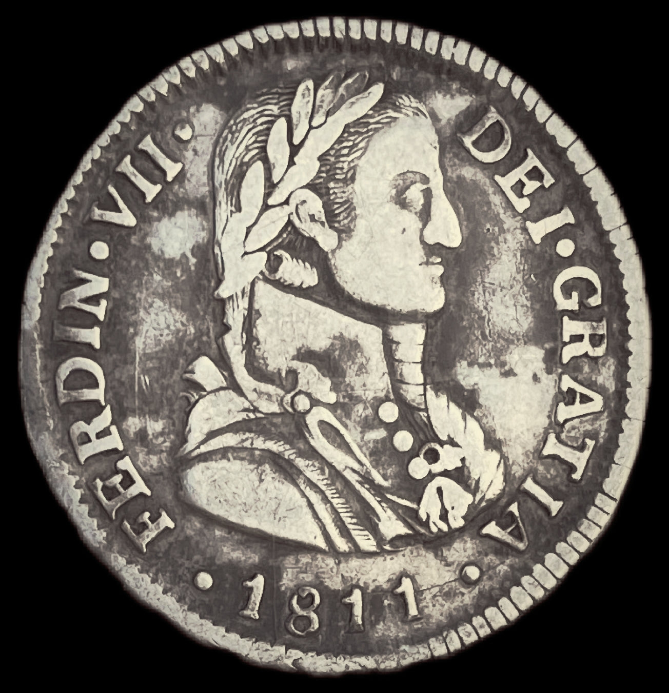 2 Reales Fernando VII Santiago