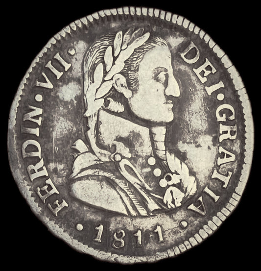 2 Reales Fernando VII Santiago