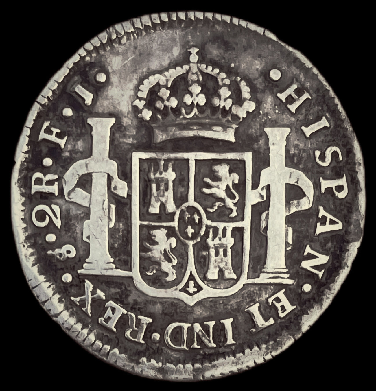 2 Reales Fernando VII Santiago