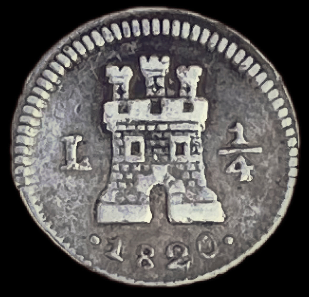 Un cuarto de real Fernando VII Lima