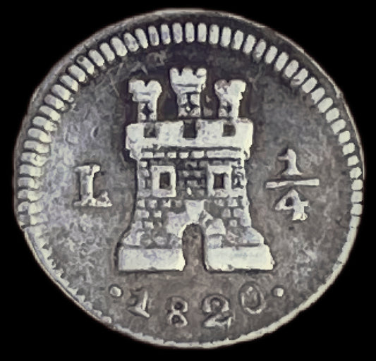 Un cuarto de real Fernando VII Lima