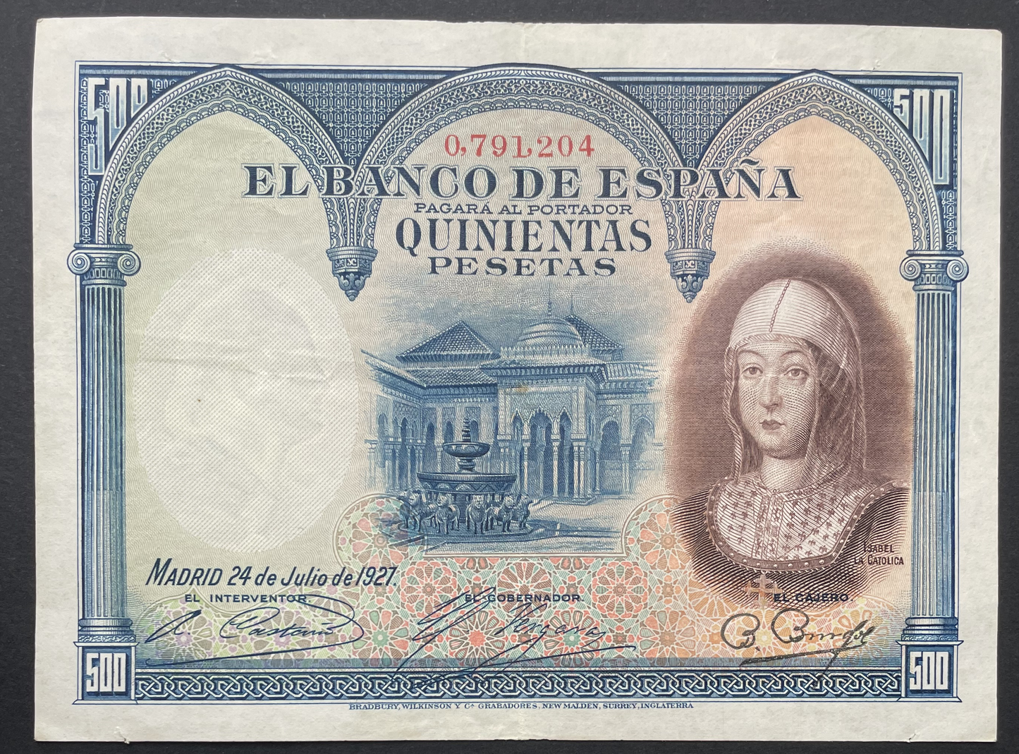 Billete 500 pesetas 24 de julio 1927