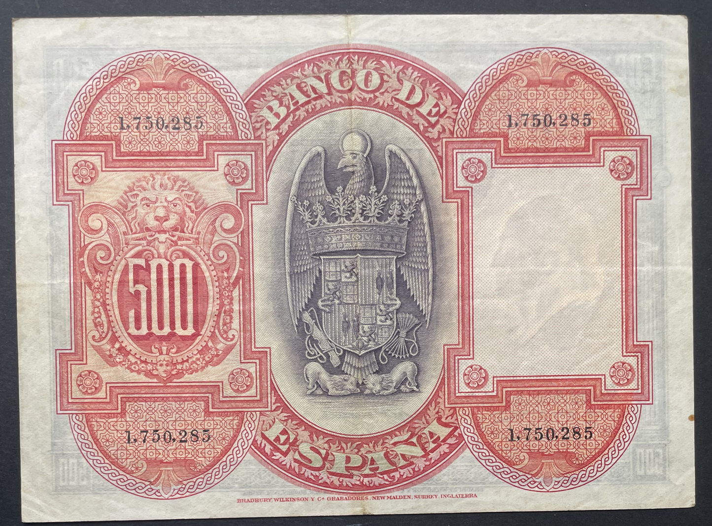 Billete 500 pesetas 24 de julio 1927