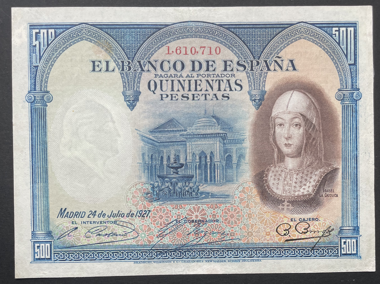 Billete 500 pesetas 24 de julio 1927