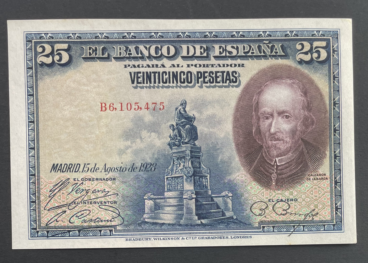 Billete 25 pesetas 15 de agosto 1928