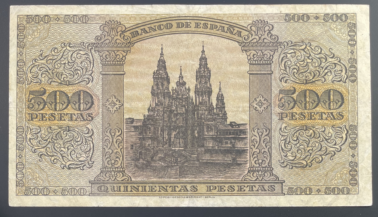 Billete 500 pesetas 20 mayo 1938