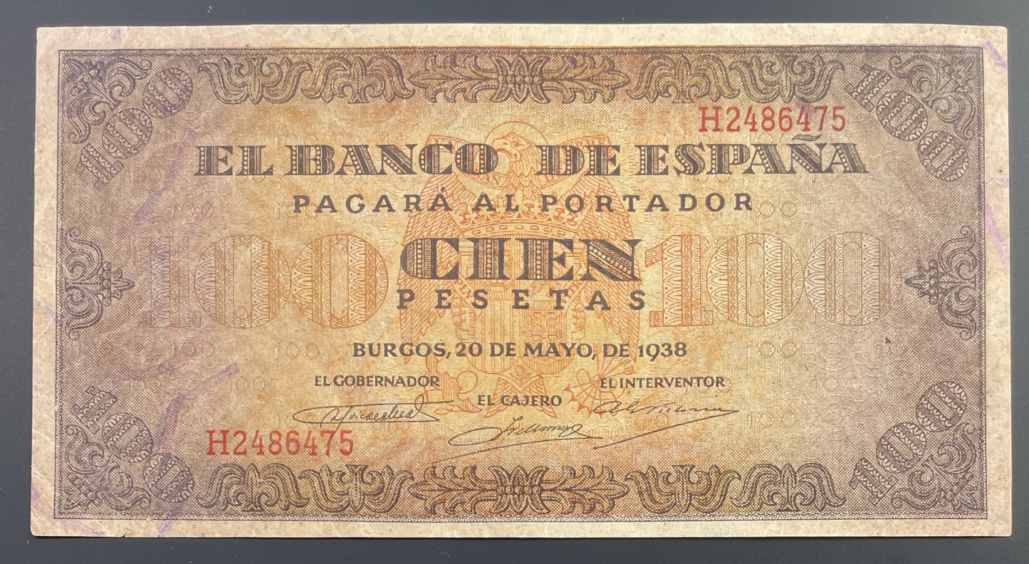 Billete 100 pesetas 20 de mayo 1938