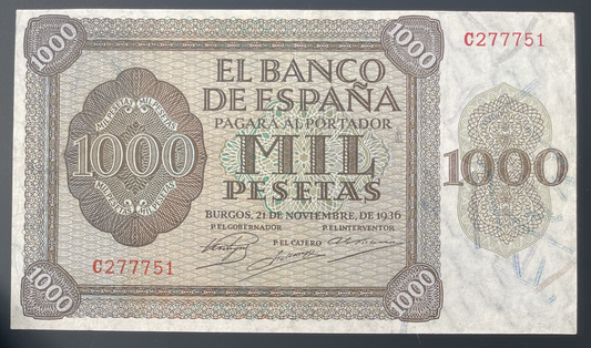 Billete 1000 pesetas 21 de noviembre 1936