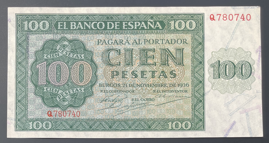 Billete 100 pesetas 21 de noviembre 1936