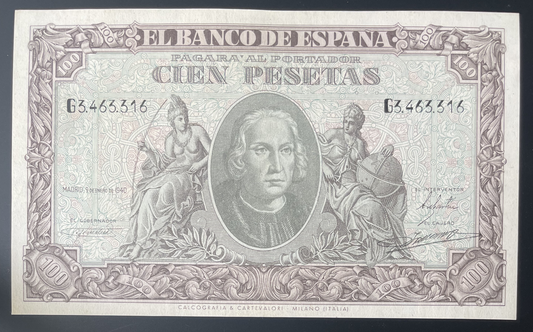 Billete 100 pesetas 9 de enero 1940