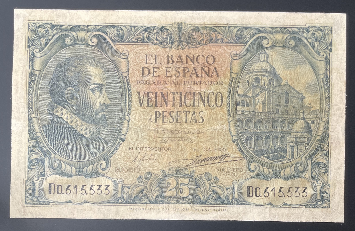 Billete 25 pesetas 9 de enero 1940