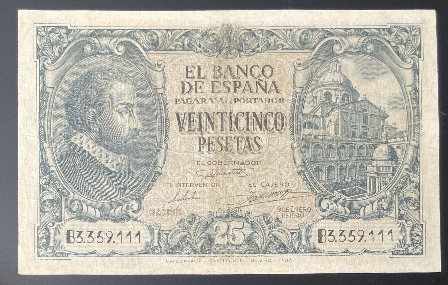 Billete 25 pesetas 9 de enero 1940