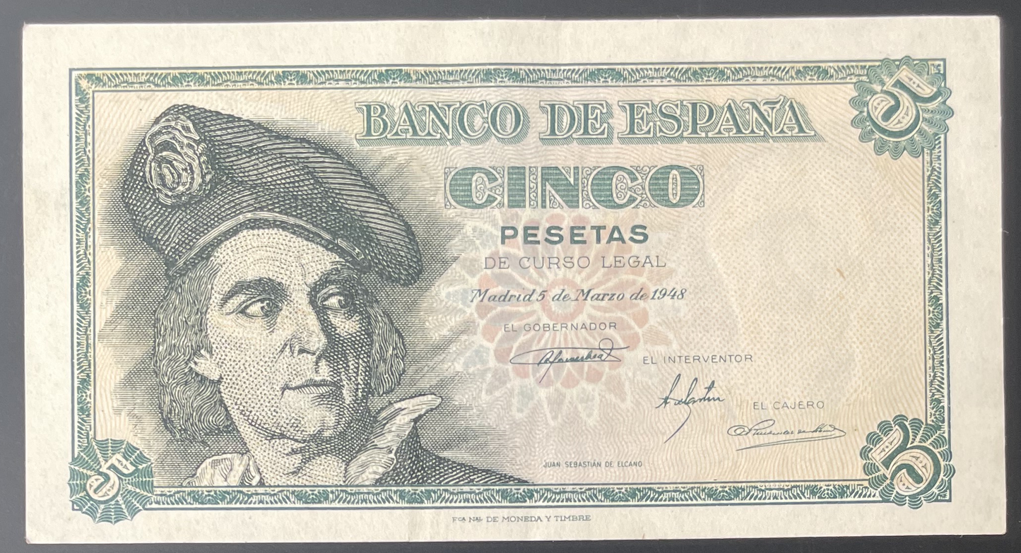 Billete 5 pesetas 15 de marzo 1948