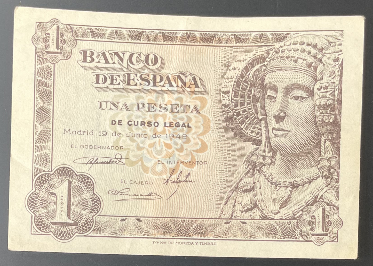 Billete 1 peseta 19 de junio 1948