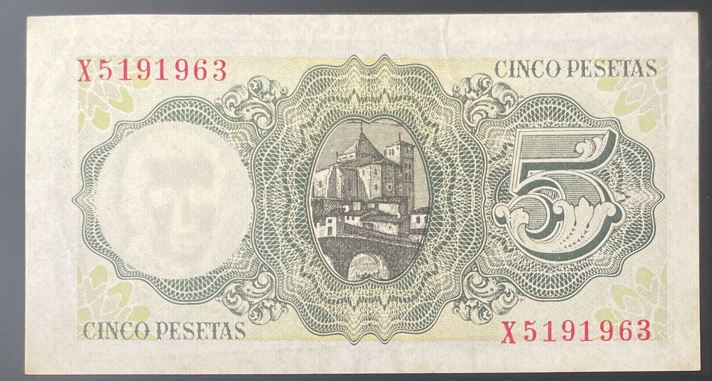 Billete 5 pesetas 16 de agosto 1951