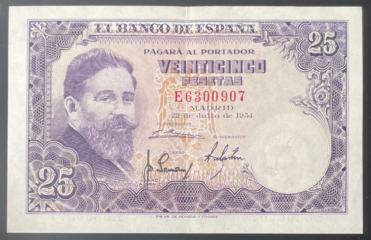 Billete 25 pesetas 22 de julio 1954