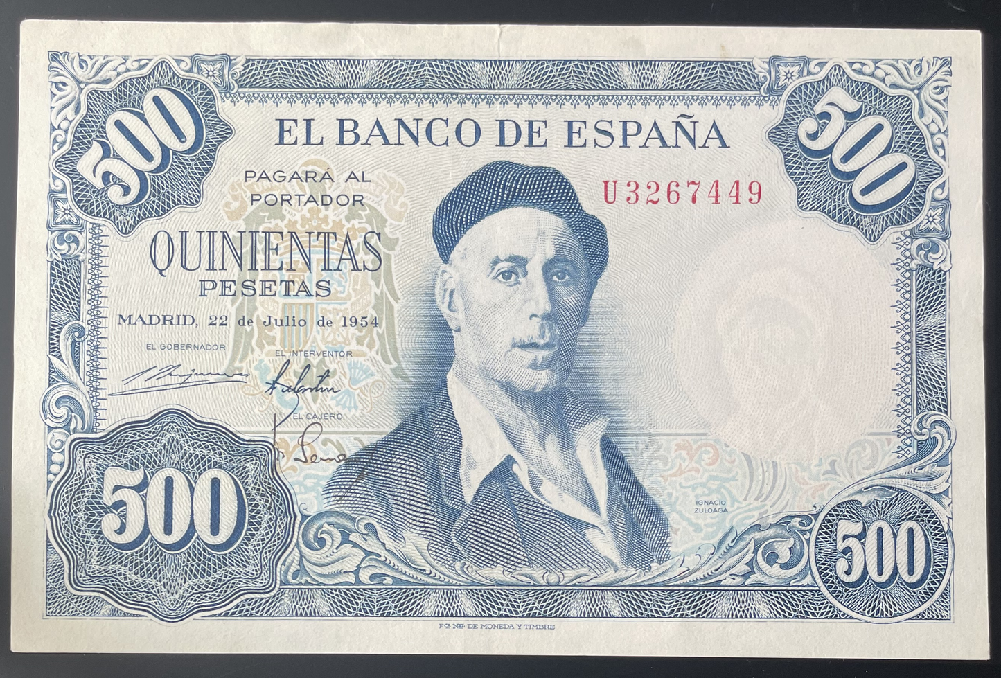 Billete 500 pesetas 22 de julio 1954