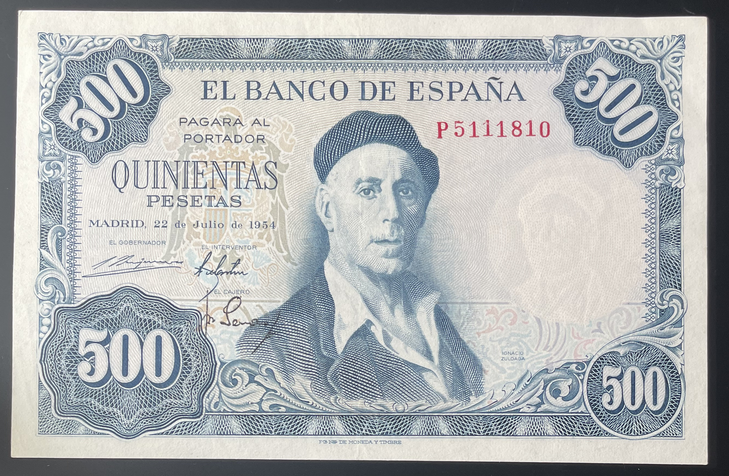 Billete 500 pesetas 22 de julio 1954