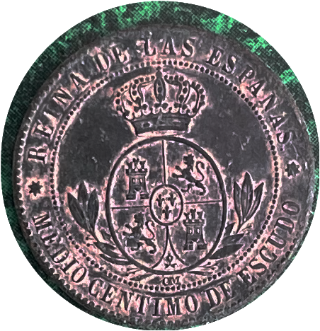 Medio Céntimo de escudo Isabel II