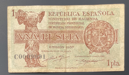 Billete 1 peseta emisión 37 serie C