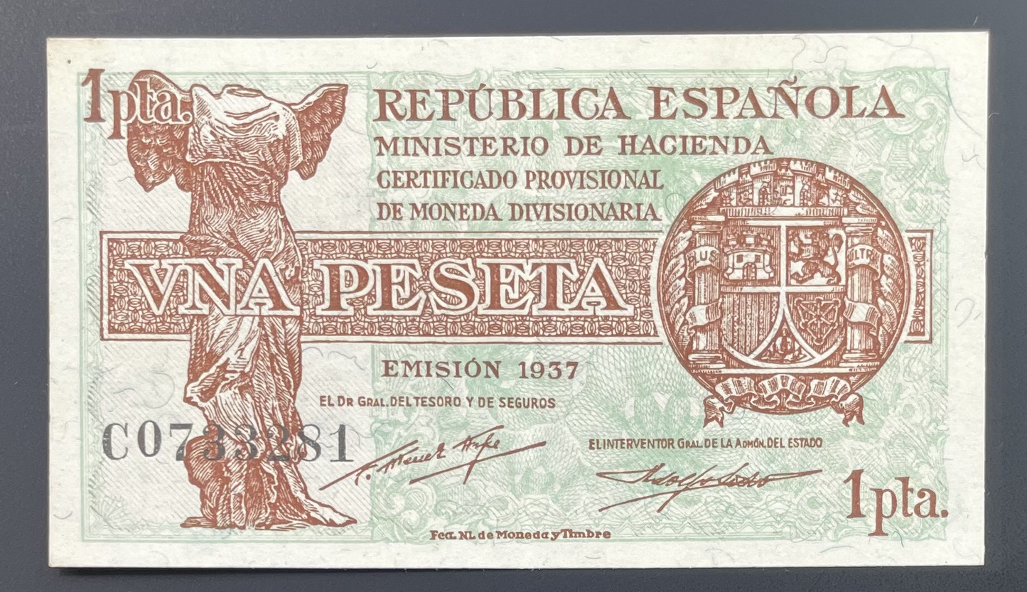 Billete 1 peseta emisión 37 serie C